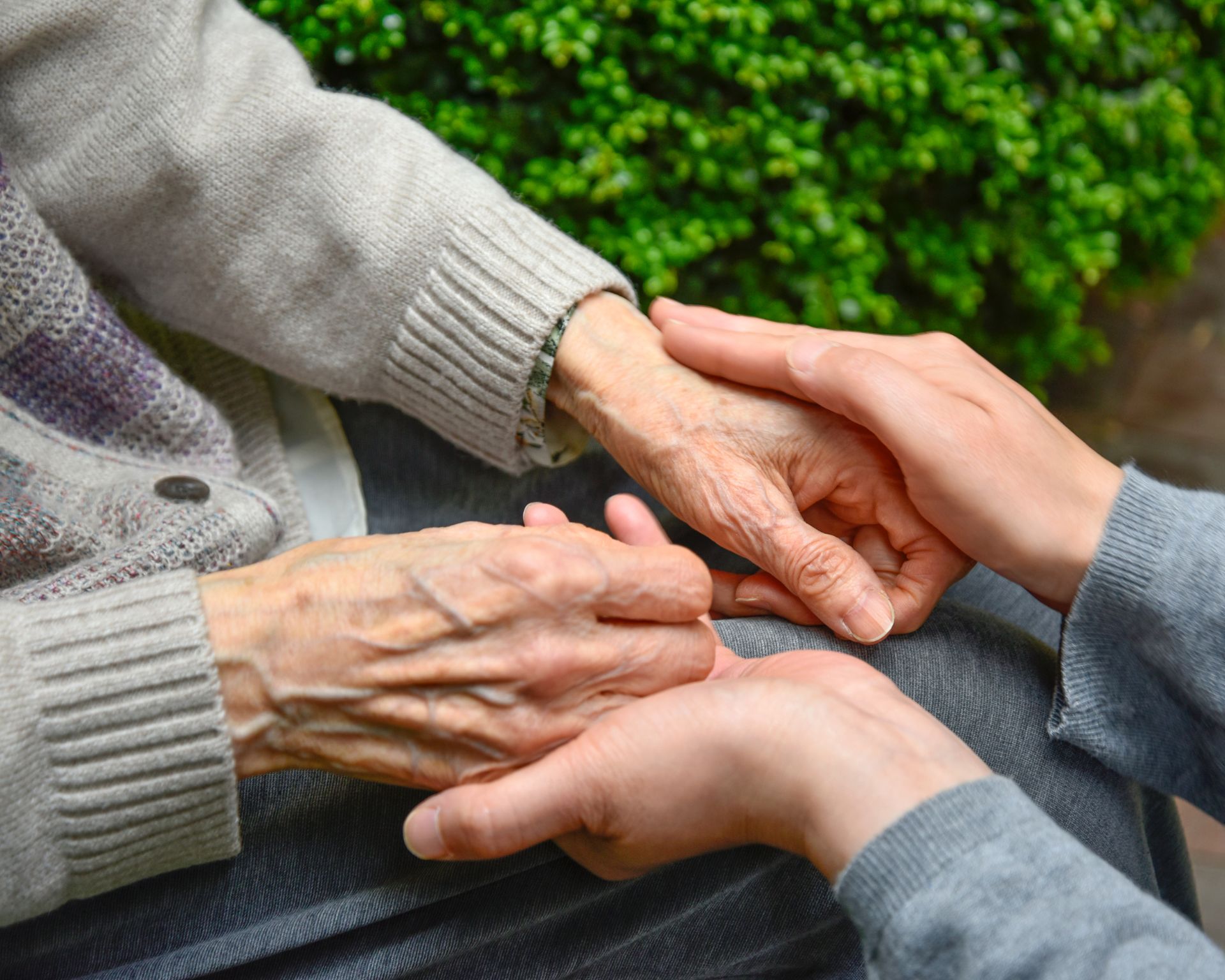 A caregiver extending helping hands to a senior in need.