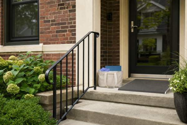 Accessible Milwaukee home entry with caregiver tote for Medicaid home care planning